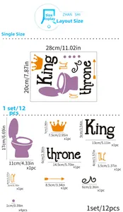 Dimensioni degli adesivi creativi per toilette con misure per grafiche king throne e corona
