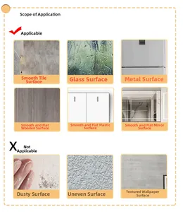 Surface application guide for dog toilet stickers on tile, glass, wood, and metal