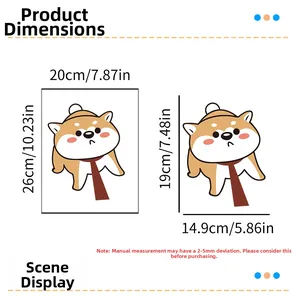 Detailed size chart for Shiba Inu dog toilet sticker with 20x26cm dimensions