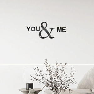 3D acrylic mirror wall sticker featuring You & Me text for modern living room decor