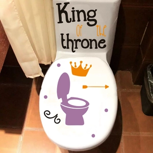 Adesivi per WC King Of the throne creativi con corona e freccia per decoro bagno casa