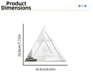 Detailed dimension chart for acrylic triangle mirror wall stickers in 19.6cm x 16.9cm