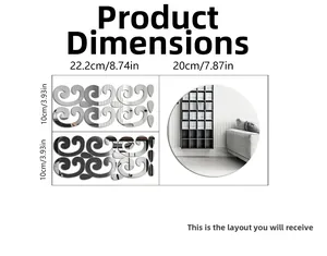 Product dimensions and layout guide for acrylic sun flower mirror wall stickers