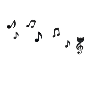 Détails des stickers muraux notes de musique en acrylique noir avec effet miroir 3D chat