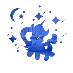 Blue acrylic mirror wall stickers with unicorn moon and stars for kids room decor