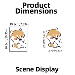 Detailed size specifications for cute cartoon shiba inu dog toilet seat decorative stickers