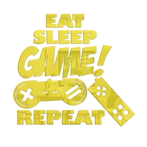 Detailed view of yellow acrylic mirror wall stickers with Gamepad icons and gamer text