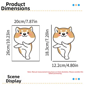Detailed size chart for the cute cartoon dog toilet sticker showing exact height and width