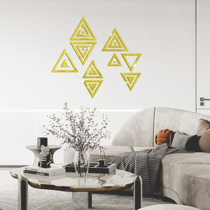 Modern geometric triangle mirror wall stickers in gold for living room background decor