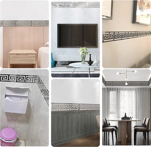Self-adhesive Greek Key mirror wall stickers for home decoration and border trim