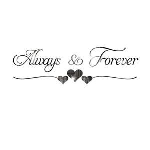 Detail of Always & Forever mirror wall sticker with 3D acrylic heart accents