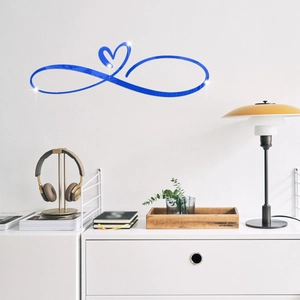 Blauwe spiegelende infinity hart muursticker voor moderne woonkamer wanddecoratie