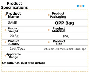 Detail specifications of 7pcs PVC game wall stickers with 24.9x28.9cm dimensions
