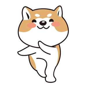 Close-up of a cute cartoon Shiba Inu sticker with a happy dancing pose for toilet decor