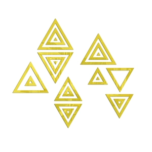 Detail of golden acrylic triangle mirror wall stickers with reflective geometric design