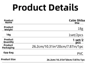 Detailed technical specifications for Shiba Inu dog toilet stickers showing PVC material and size