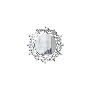 Detail showing high-reflective mirror acrylic wall sticker with baroque scroll patterns