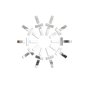 Detail of silver mirror wall stickers with rectangular pieces in a radial pattern