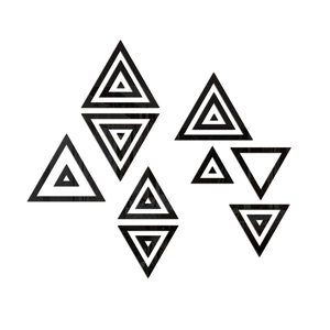 Detail of DIY geometric triangle acrylic wall stickers with black and white mirror finish