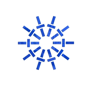 Detailed view of blue acrylic mirror wall stickers in a radial sunburst pattern layout