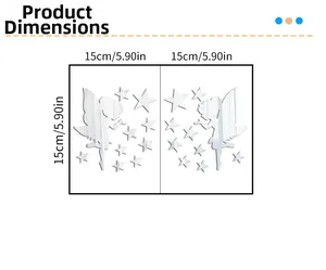 Dimensions du sticker mural miroir fée et étoiles, mesurant 15 cm par 5,90 pouces environ