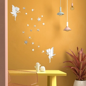 Stickers muraux miroir fée et étoiles en acrylique pour déco de chambre créative