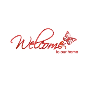 3D Acryl Spiegel Wandtattoo Welcome To Our Home mit Schmetterling für Schlafzimmer