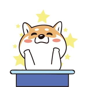 Funny cartoon Shiba Inu dog toilet sticker with cute smiling face and yellow stars
