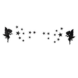 Détail des stickers muraux miroirs en acrylique noir fée et étoiles décoratifs