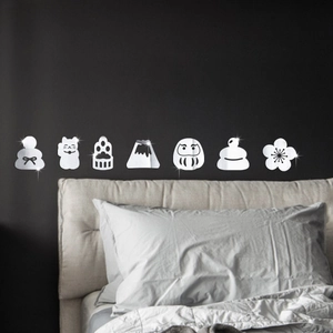 Japanese Lucky Elements 3D Mirror Wall Stickers Acrylic Lucky Cat Daruma Mount Fuji Self-Adhesive Home Decor Art Mural