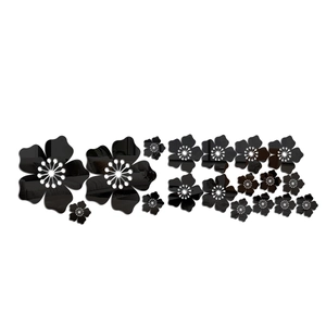 3D acrylic mirror wall stickers with elegant black 3D flower shapes for home decor