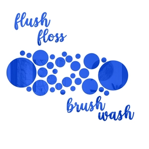 Minimalist blue acrylic mirror wall decals with flush floss brush wash lettering