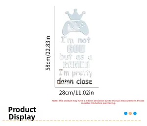 Mirror acrylic game controller wall sticker with crown design dimensions 58x28cm