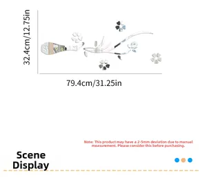 Schema dimensionale dettagliato per adesivi murali specchio acrilico fiore creativo
