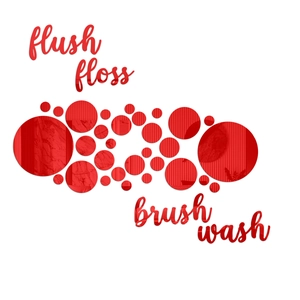 Macro shot of red acrylic mirror wall stickers with flush floss brush wash text