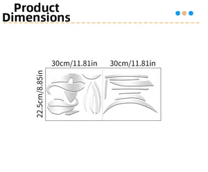 Detailed size chart for acrylic flower wall decals with precise length measurements