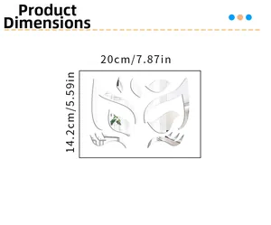 Mirror acrylic wall sticker product dimensions showing width 20cm and height 14.2cm