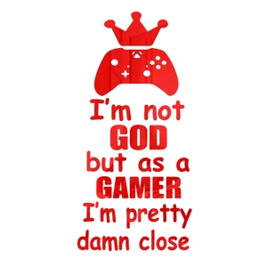 Red acrylic gamer wall decal with crown and controller for modern bedroom decor