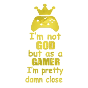 Golden mirror acrylic wall sticker featuring a game controller and gamer quotes