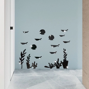 Modern 3D acrylic mirror wall stickers with ocean fish and jellyfish for home decor