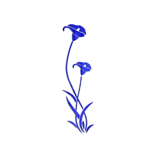 3D acrylic wall decal featuring blue calla lily flowers with a glossy mirror surface finish