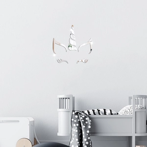 Modern silver acrylic unicorn mirror wall stickers decor for kids bedroom wall