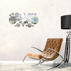 DIY modern acrylic mirror wall stickers with circular geometric pattern for home decor