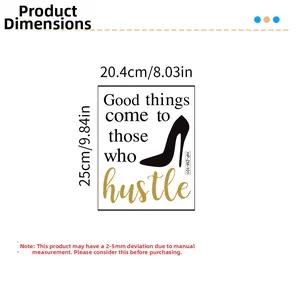 Size chart showing height 25cm and width 20.4cm for the high heel wall sticker decal
