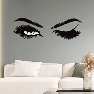 Modern PVC Vinyl Eyes Eyelashes Eyebrow Wall Sticker Removable Decal For Living Room Bedroom Beauty Salon Home Wall Decor