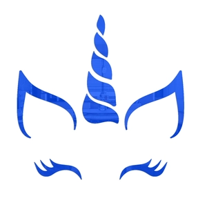 Blue acrylic mirror wall stickers with creative unicorn horn and eyes design