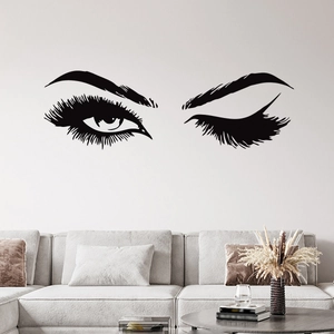 Creative black eyelash wall stickers for modern living room or beauty salon decor