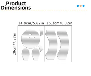 Detailed product size guide for bowling mirror wall decals with precise measurements