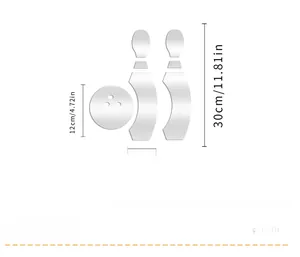 Detailed dimensions of bowling ball and pin acrylic mirror wall stickers with measurements