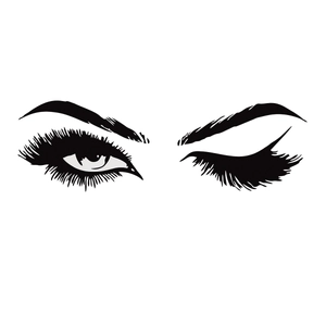 Minimalist black eyelashes and eyebrows wall decal for beauty salon or bedroom decor